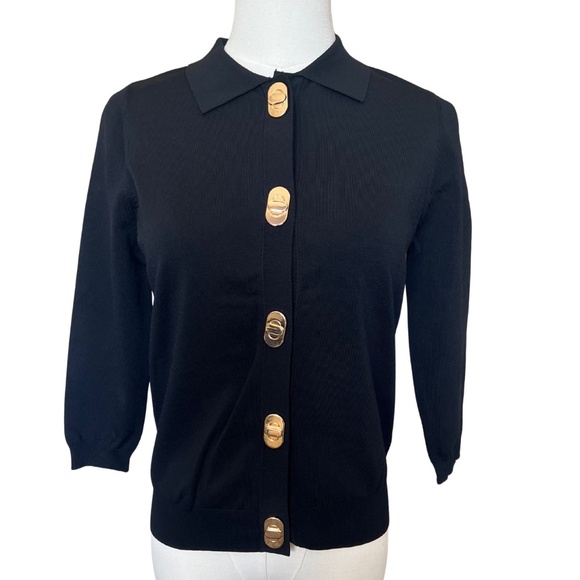 Aleeza Women's Top in Black with Gold Snap Buttons Size XS - Picture 1 of 8